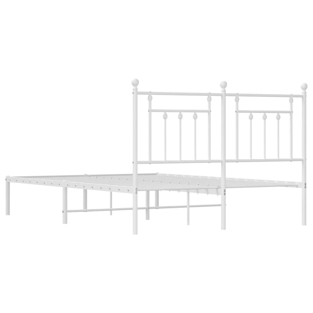 Bedframe Metaal 140 x 190 cm Wit met hoofdbord