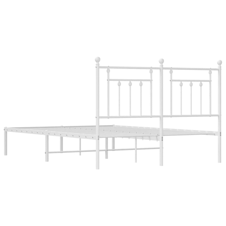 Bedframe Metaal 140 x 190 cm Wit met hoofdbord