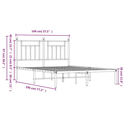 Bedframe Metaal 140 x 190 cm Wit met hoofdbord