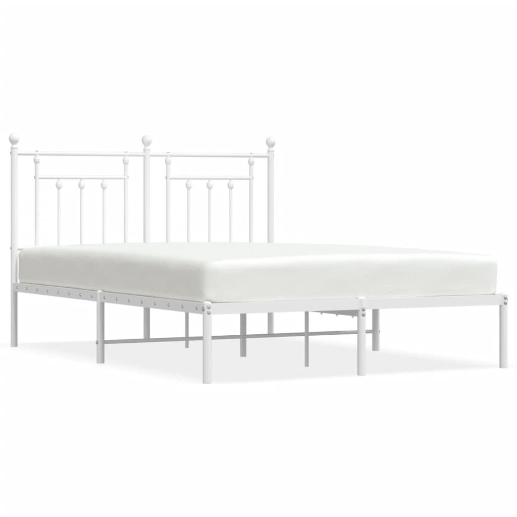 Bedframe Metaal 140 x 200 cm Wit met hoofdbord