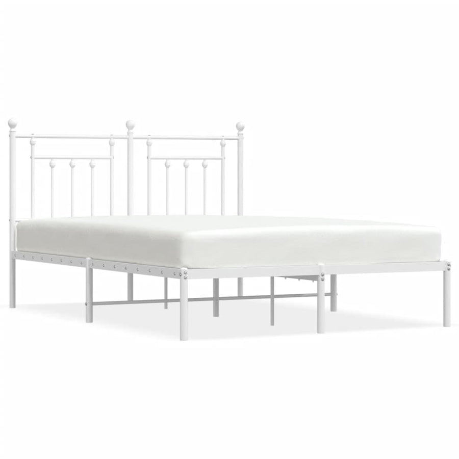 Bedframe Metaal 140 x 200 cm Wit met hoofdbord