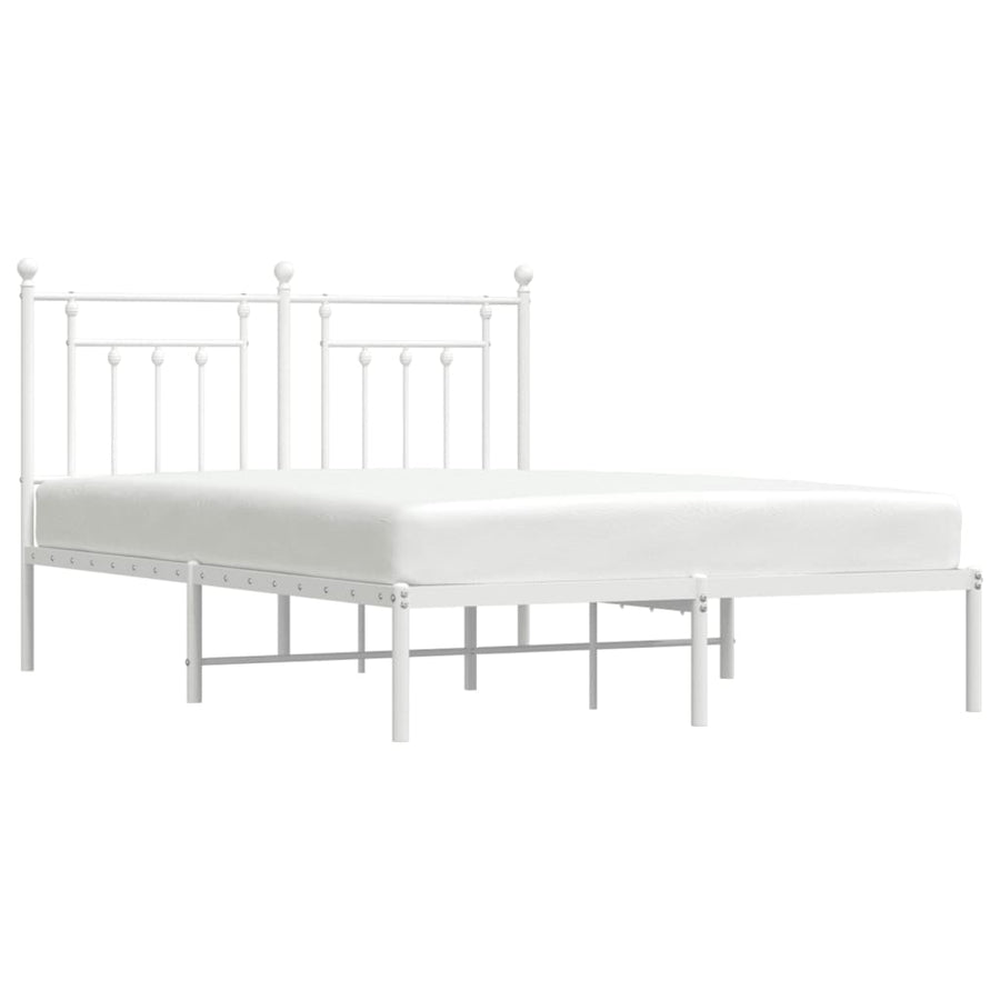 Bedframe Metaal 140 x 200 cm Wit met hoofdbord