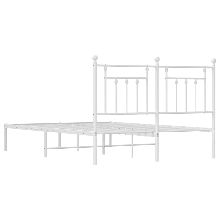 Bedframe Metaal 140 x 200 cm Wit met hoofdbord
