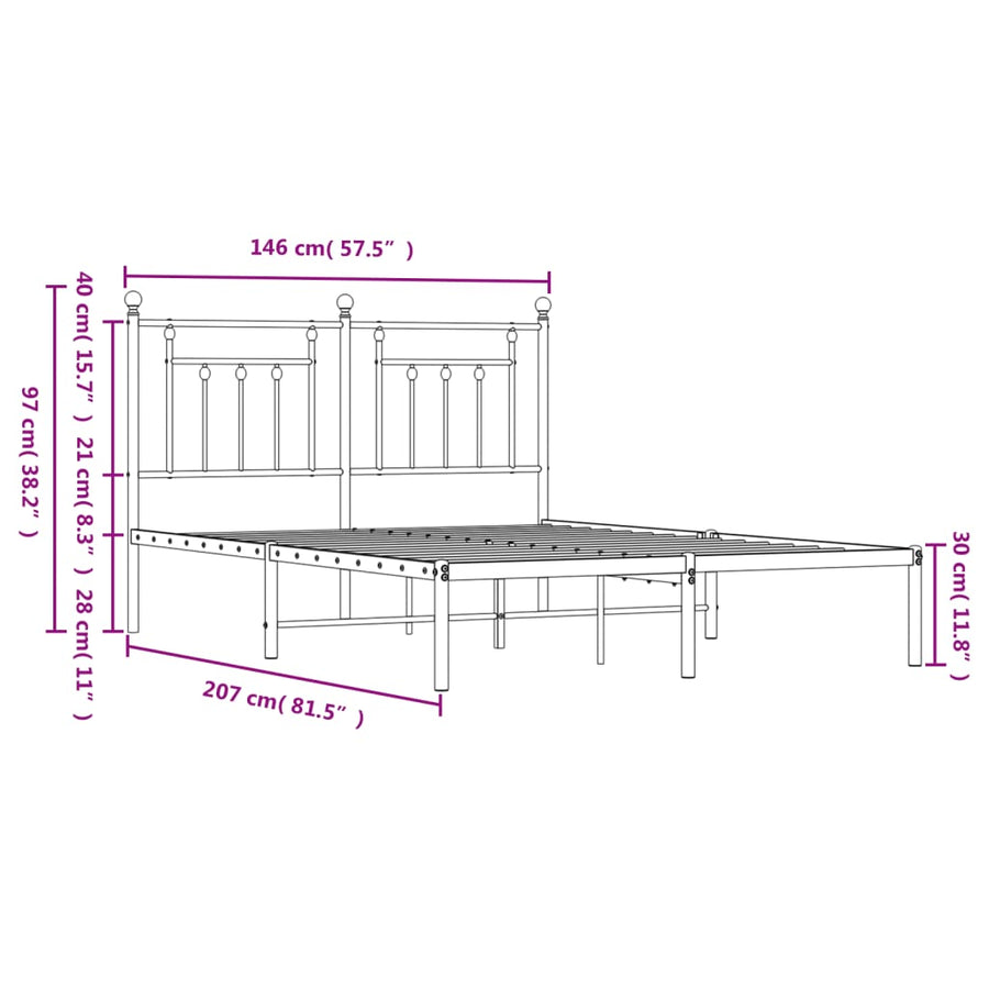 Bedframe Metaal 140 x 200 cm Wit met hoofdbord