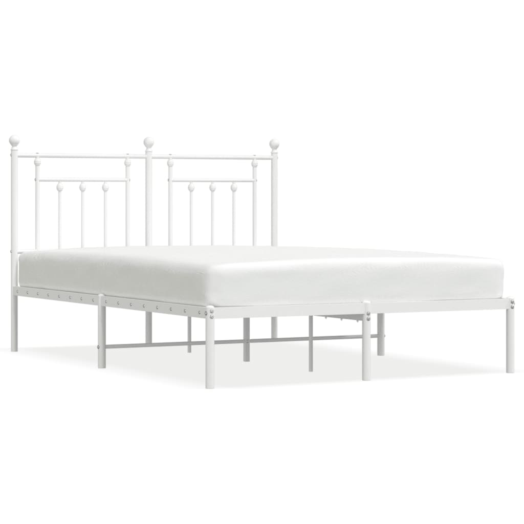 Bedframe Metaal 150 x 200 cm Wit met hoofdbord