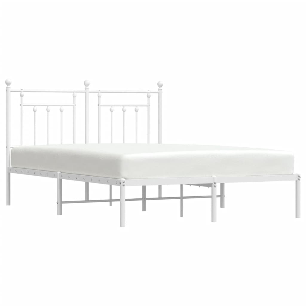 Bedframe Metaal 150 x 200 cm Wit met hoofdbord