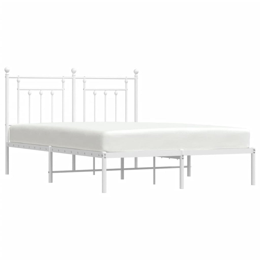 Bedframe Metaal 150 x 200 cm Wit met hoofdbord