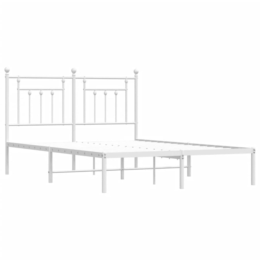 Bedframe Metaal 150 x 200 cm Wit met hoofdbord