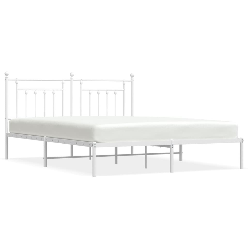 Bedframe Metaal 160 x 200 cm Wit met hoofdbord