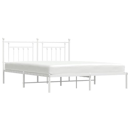 Bedframe Metaal 160 x 200 cm Wit met hoofdbord