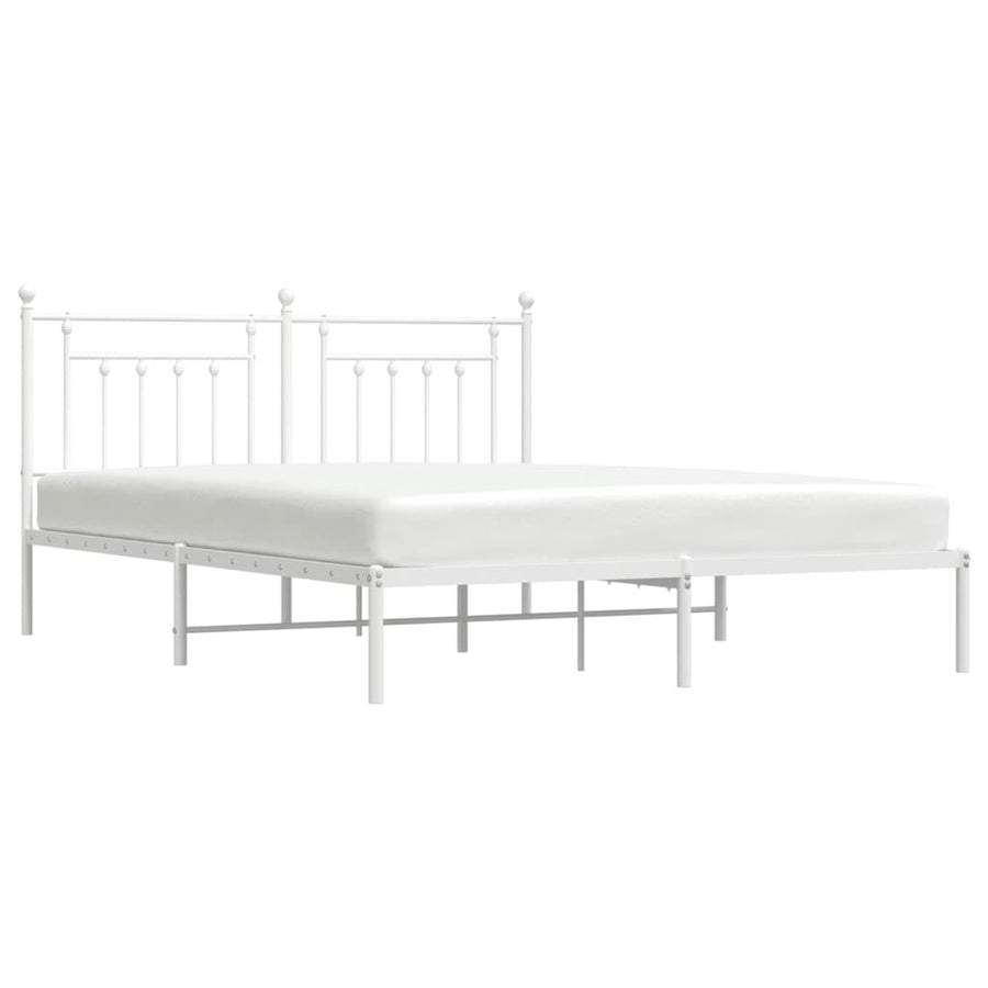 Bedframe Metaal 160 x 200 cm Wit met hoofdbord