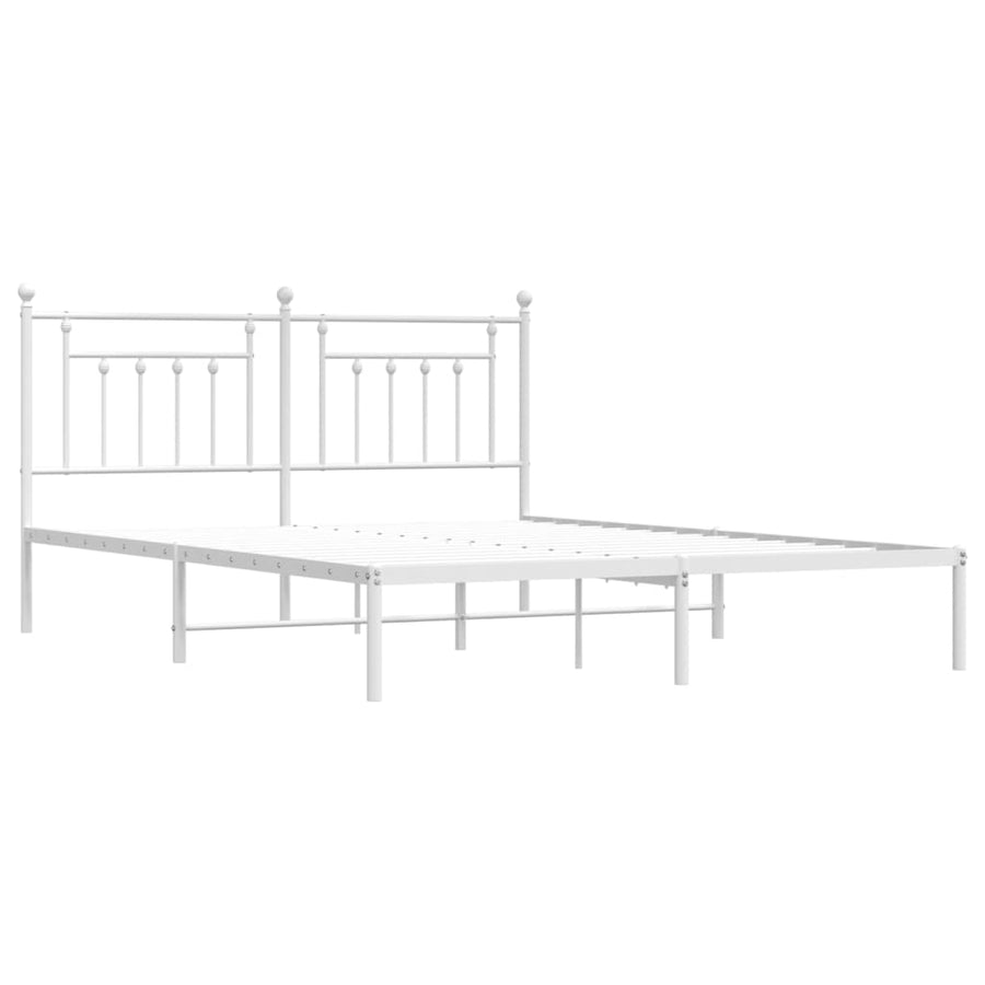 Bedframe Metaal 160 x 200 cm Wit met hoofdbord