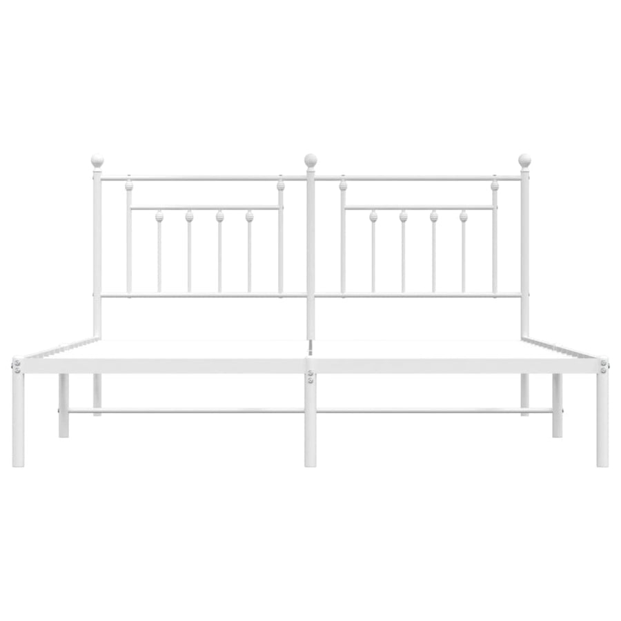 Bedframe Metaal 160 x 200 cm Wit met hoofdbord