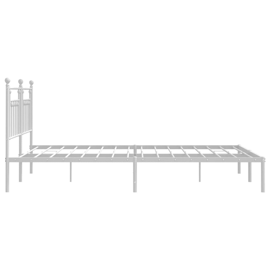 Bedframe Metaal 160 x 200 cm Wit met hoofdbord