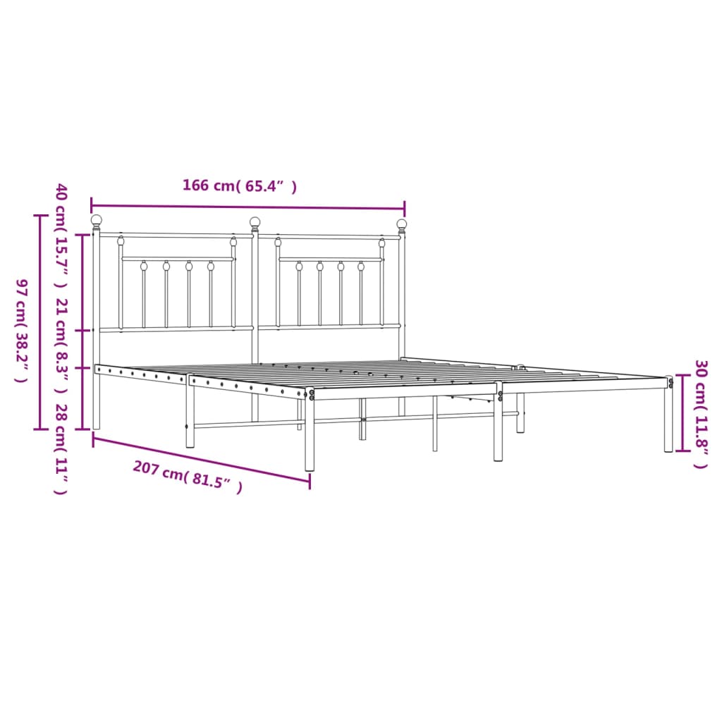 Bedframe Metaal 160 x 200 cm Wit met hoofdbord