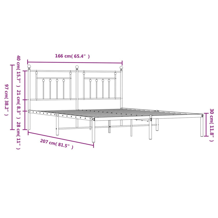 Bedframe Metaal 160 x 200 cm Wit met hoofdbord