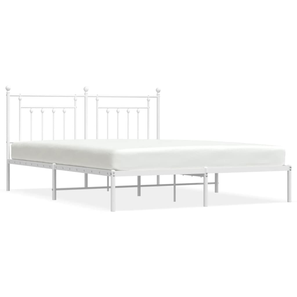 Bedframe Metaal 180 x 200 cm Wit met hoofdbord