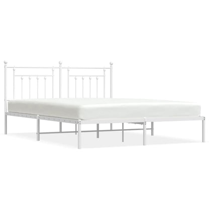 Bedframe Metaal 180 x 200 cm Wit met hoofdbord