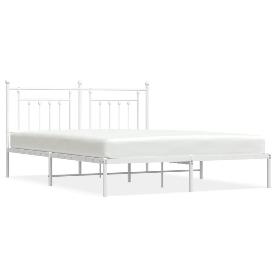 Bedframe Metaal 180 x 200 cm Wit met hoofdbord