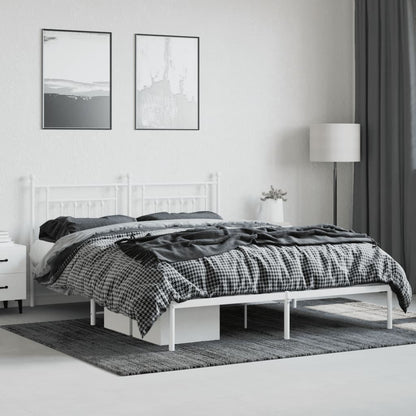 Bedframe Metaal 180 x 200 cm Wit met hoofdbord