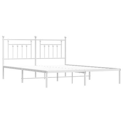 Bedframe Metaal 180 x 200 cm Wit met hoofdbord