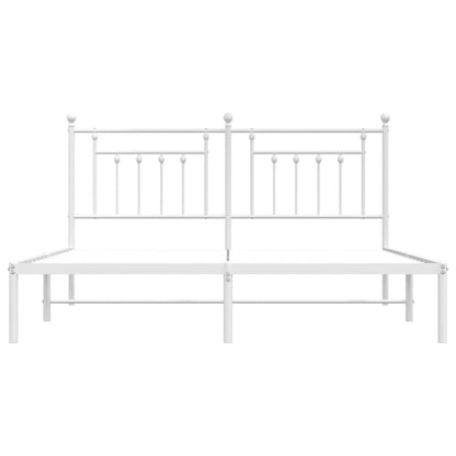 Bedframe Metaal 180 x 200 cm Wit met hoofdbord