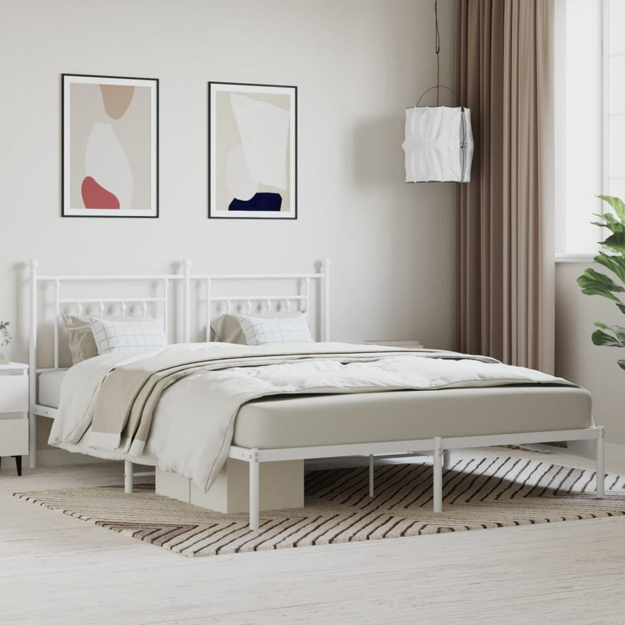 Bedframe Metaal 180 x 200 cm Wit met hoofdbord