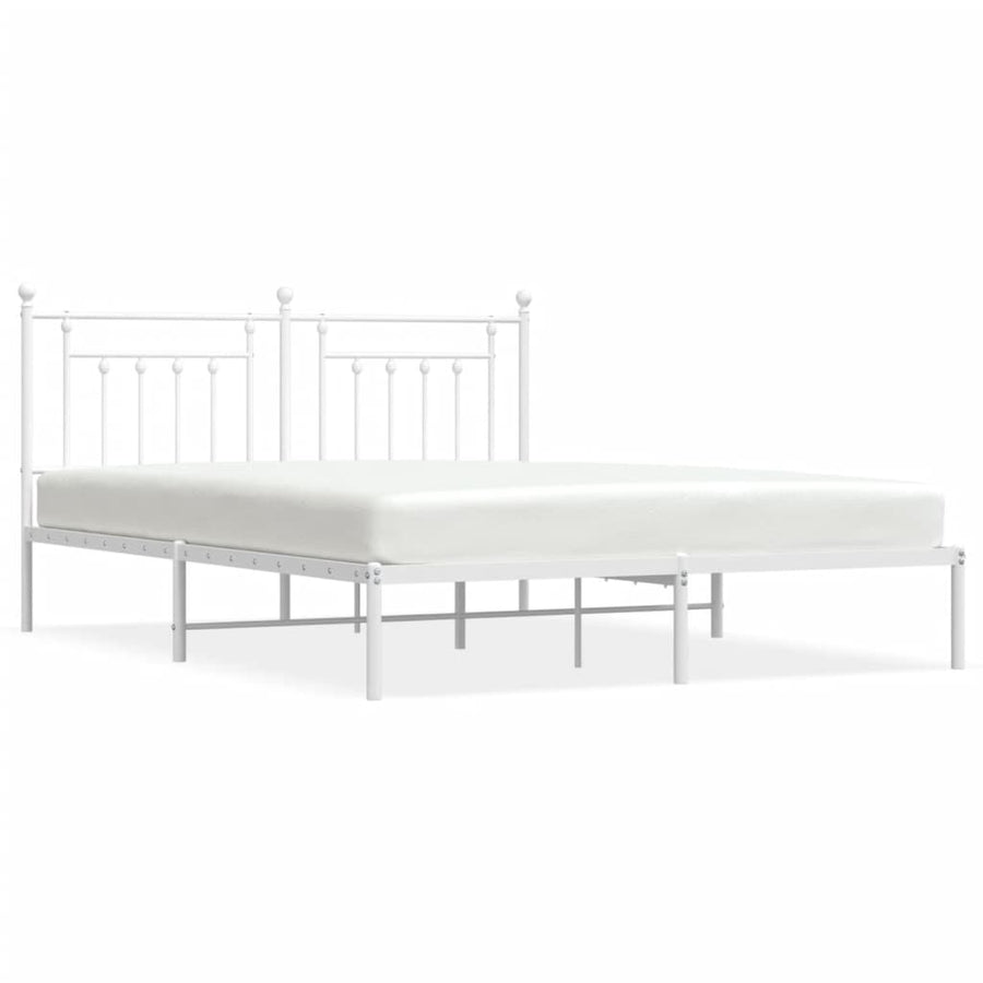 Bedframe Metaal 183 x 213 cm Wit met hoofdbord