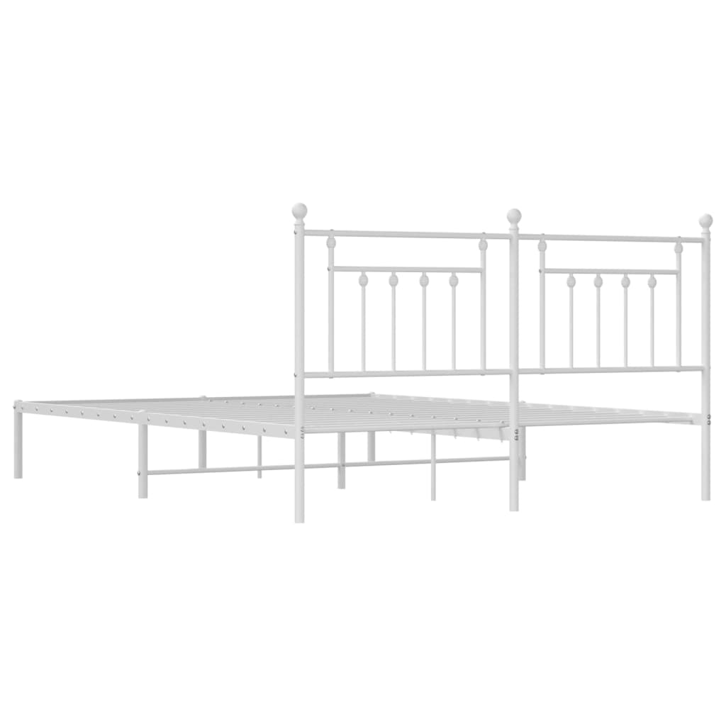 Bedframe Metaal 183 x 213 cm Wit met hoofdbord