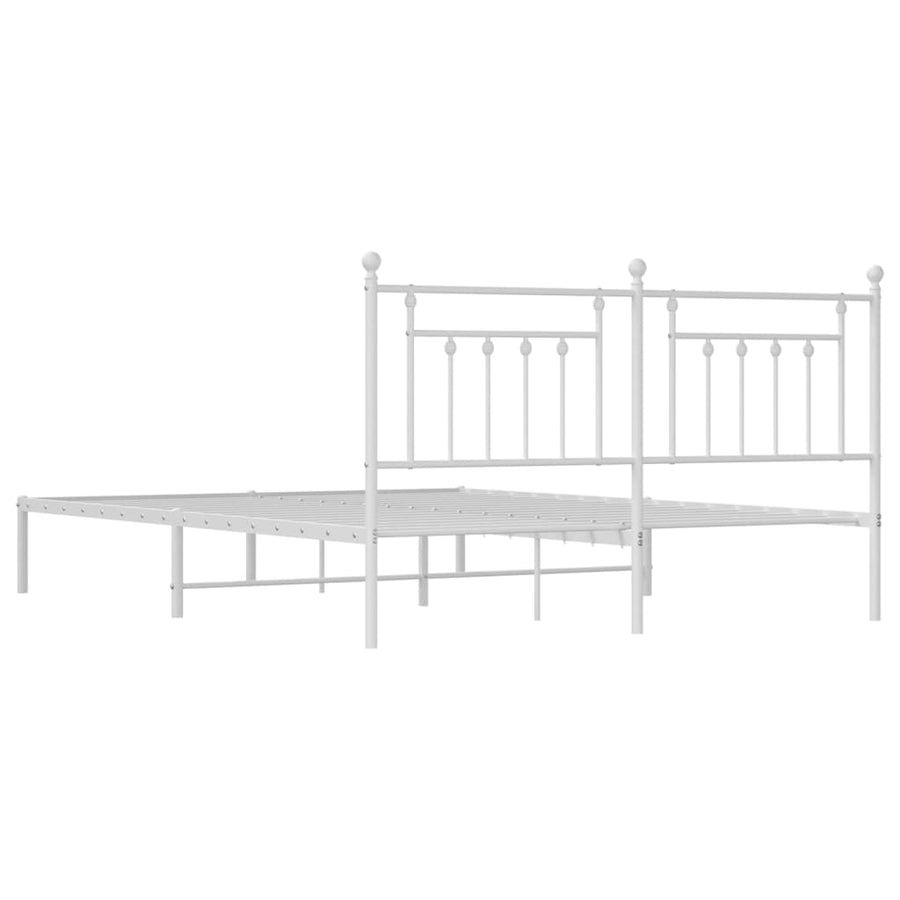 Bedframe Metaal 183 x 213 cm Wit met hoofdbord