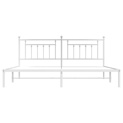 Bedframe Metaal 193 x 203 cm Wit met hoofdbord