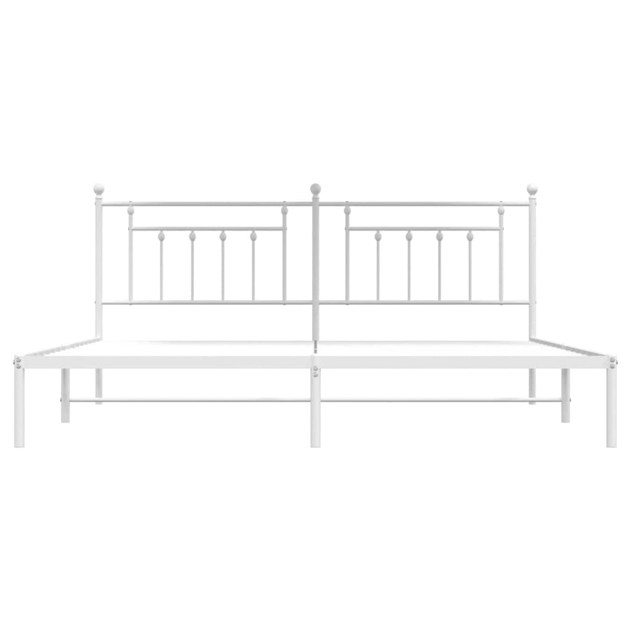 Bedframe Metaal 193 x 203 cm Wit met hoofdbord