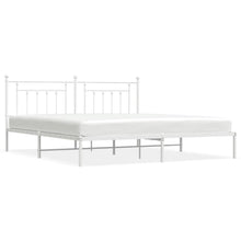 Bedframe Metaal 200 x 200 cm Wit met hoofdbord