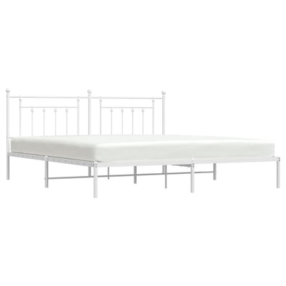 Bedframe Metaal 200 x 200 cm Wit met hoofdbord