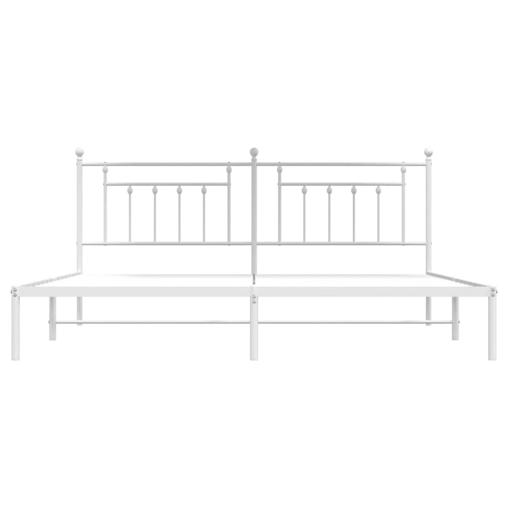 Bedframe Metaal 200 x 200 cm Wit met hoofdbord