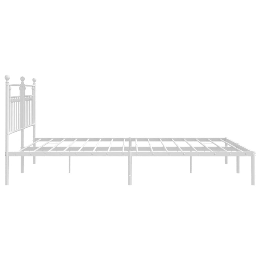 Bedframe Metaal 200 x 200 cm Wit met hoofdbord