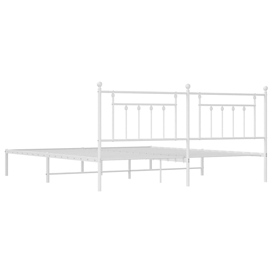 Bedframe Metaal 200 x 200 cm Wit met hoofdbord