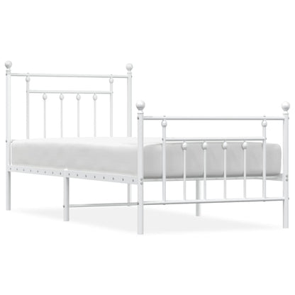 Bedframe Met Hoofd- En Voeteneinde Metaal 90 x 190 cm Wit met hoofdbord & voetbord