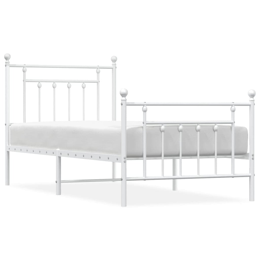 Bedframe Met Hoofd- En Voeteneinde Metaal 90 x 190 cm Wit met hoofdbord & voetbord