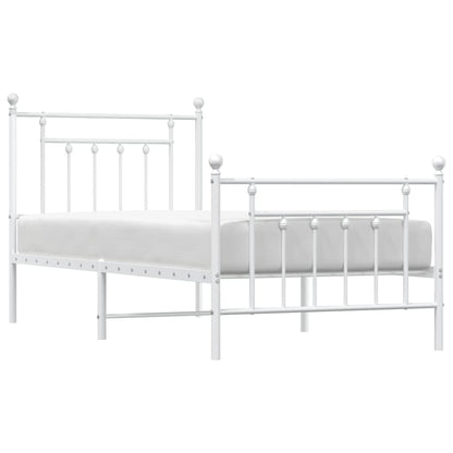 Bedframe Met Hoofd- En Voeteneinde Metaal 90 x 190 cm Wit met hoofdbord & voetbord