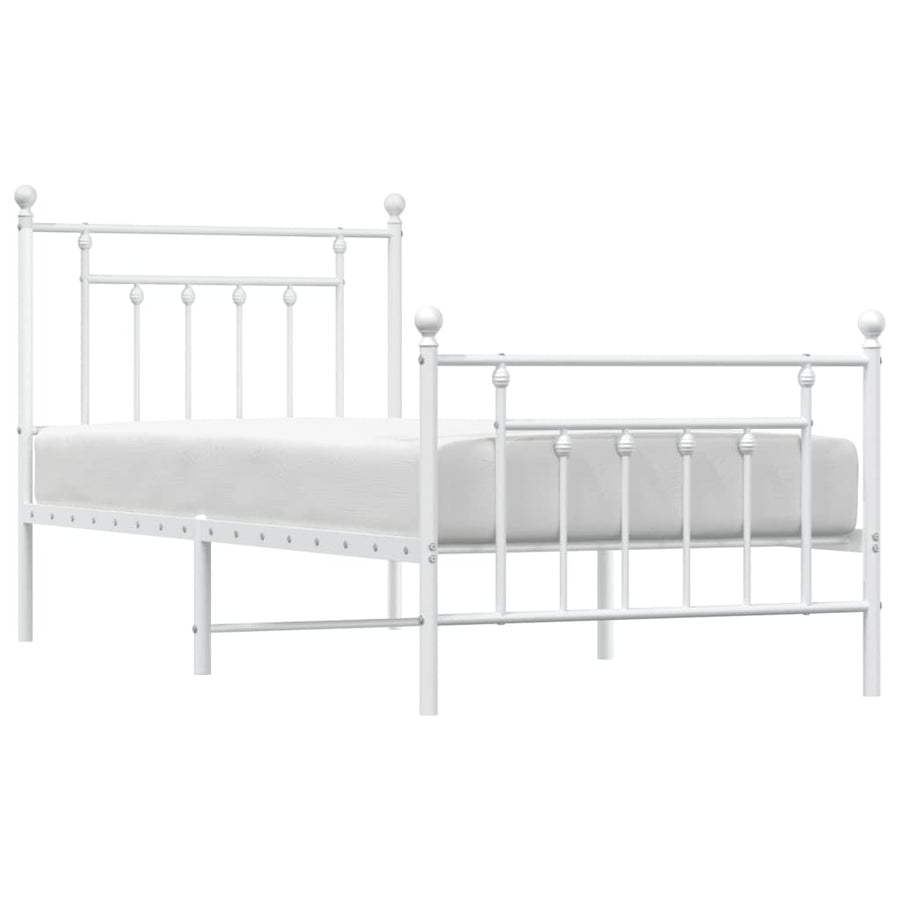 Bedframe Met Hoofd- En Voeteneinde Metaal 90 x 190 cm Wit met hoofdbord & voetbord