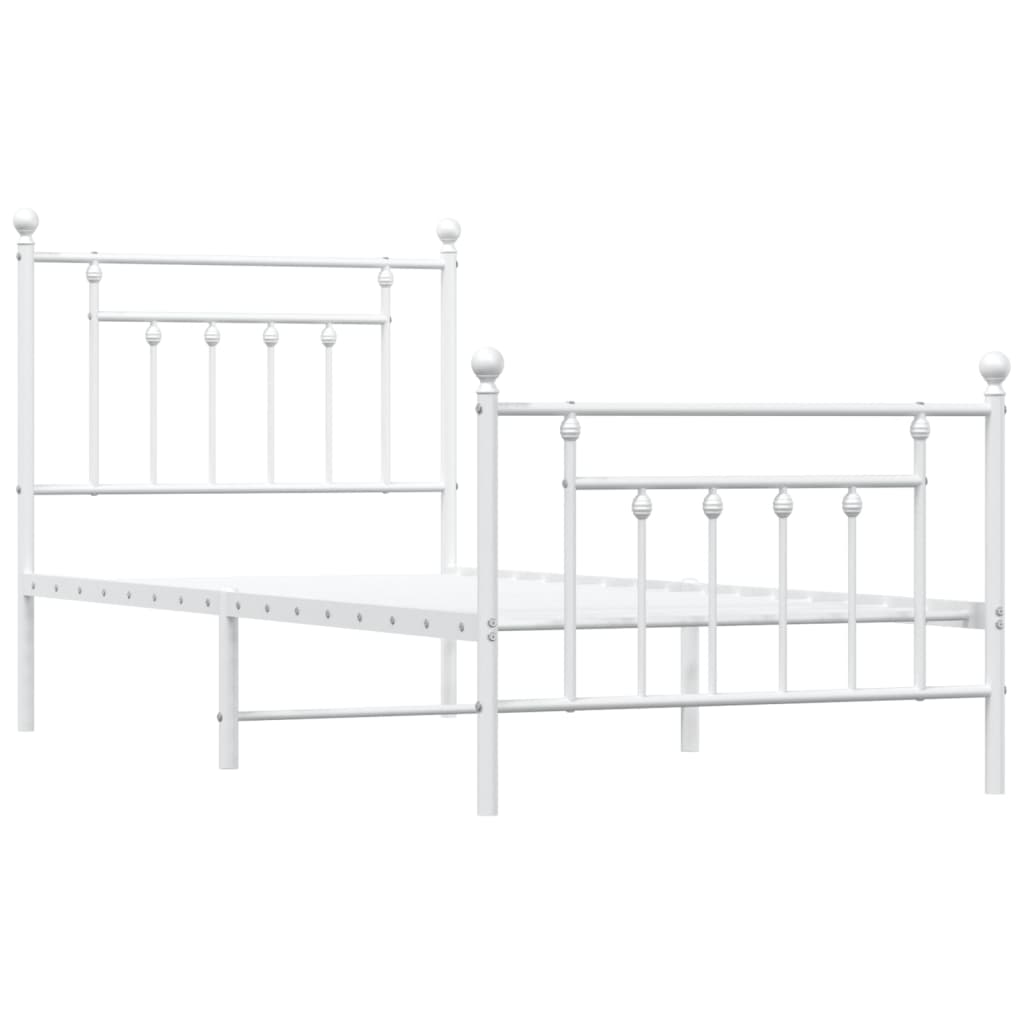 Bedframe Met Hoofd- En Voeteneinde Metaal 90 x 190 cm Wit met hoofdbord & voetbord