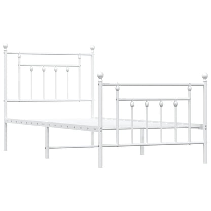 Bedframe Met Hoofd- En Voeteneinde Metaal 90 x 190 cm Wit met hoofdbord & voetbord