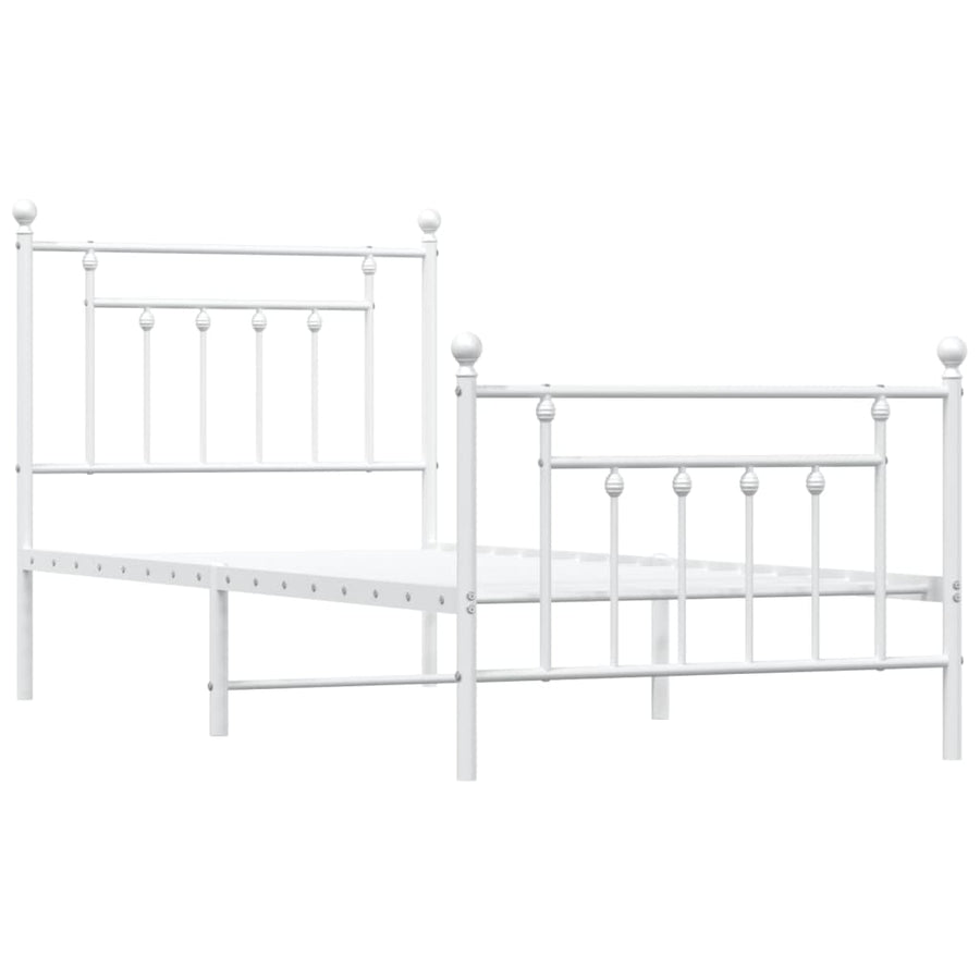 Bedframe Met Hoofd- En Voeteneinde Metaal 90 x 190 cm Wit met hoofdbord & voetbord