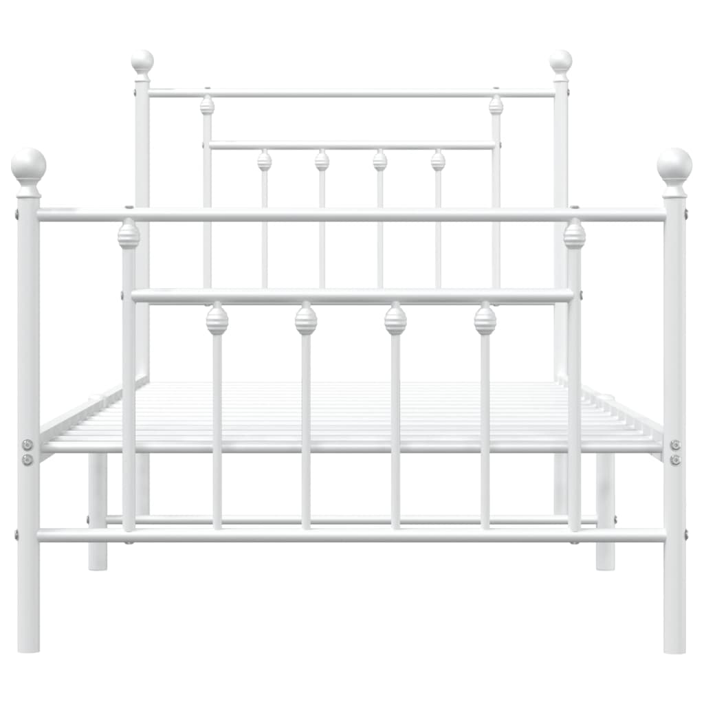 Bedframe Met Hoofd- En Voeteneinde Metaal 90 x 190 cm Wit met hoofdbord & voetbord