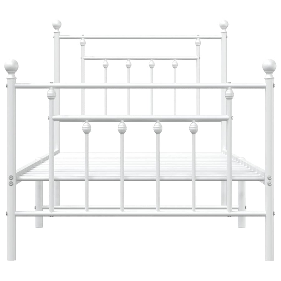 Bedframe Met Hoofd- En Voeteneinde Metaal 90 x 190 cm Wit met hoofdbord & voetbord