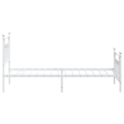 Bedframe Met Hoofd- En Voeteneinde Metaal 90 x 190 cm Wit met hoofdbord & voetbord