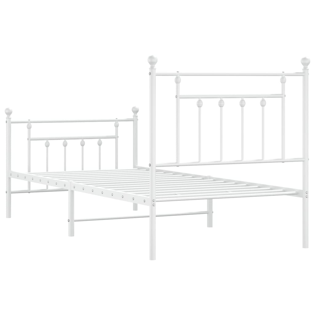 Bedframe Met Hoofd- En Voeteneinde Metaal 90 x 190 cm Wit met hoofdbord & voetbord