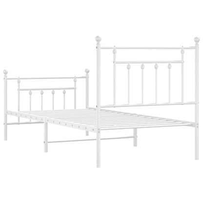 Bedframe Met Hoofd- En Voeteneinde Metaal 90 x 190 cm Wit met hoofdbord & voetbord