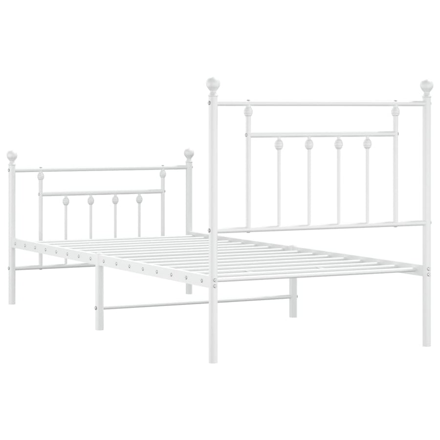 Bedframe Met Hoofd- En Voeteneinde Metaal 90 x 190 cm Wit met hoofdbord & voetbord